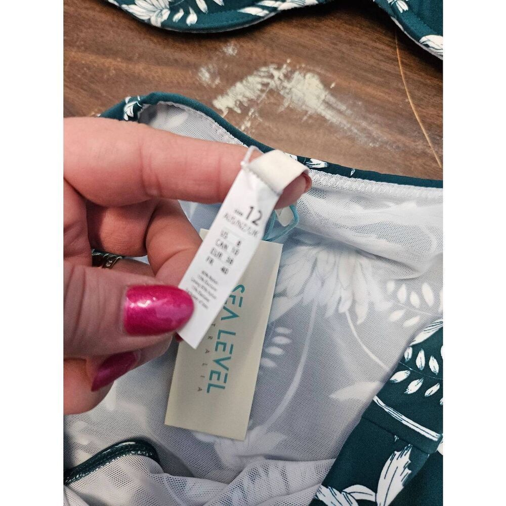 Sea Level Australia Bikini Womens size 12 NEW TAGS Emerald Green Floral 2 Piece - Picture 7 of 10